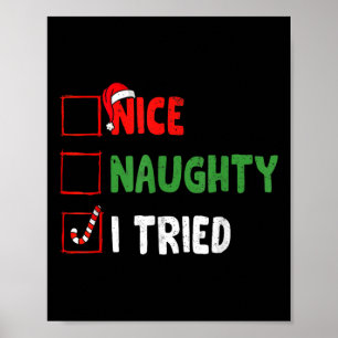 Weihnachten Nice Funny Naughty I Triday Xmas Poster