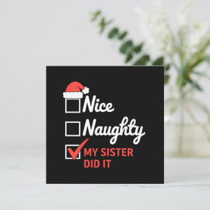 Weihnachten Nice Naughty Schwester tat es Weihnach Einladung
