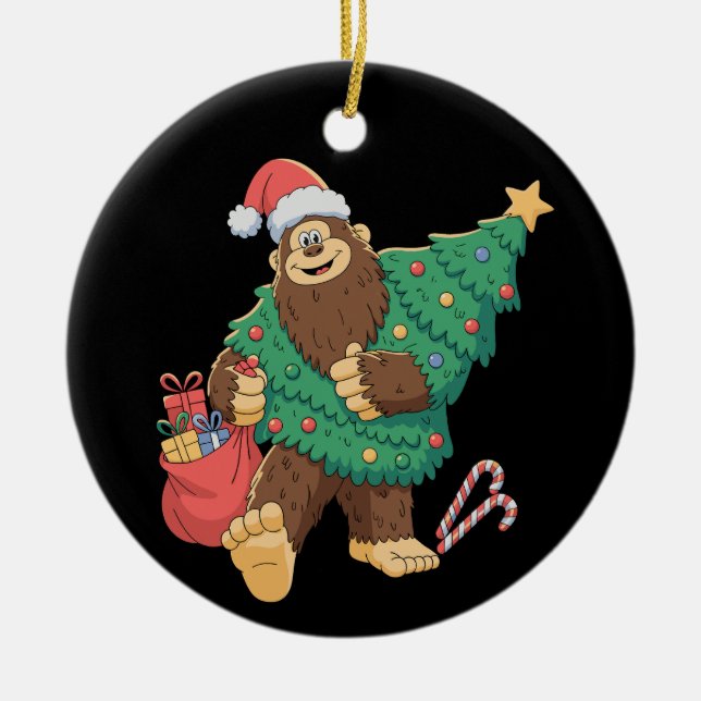 Weihnachten Niedlich Bigfoot Sasquatch Weihnachten Keramik Ornament (Vorne)