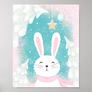 Weihnachten Niedlich Bunny Pink und Minze Poster