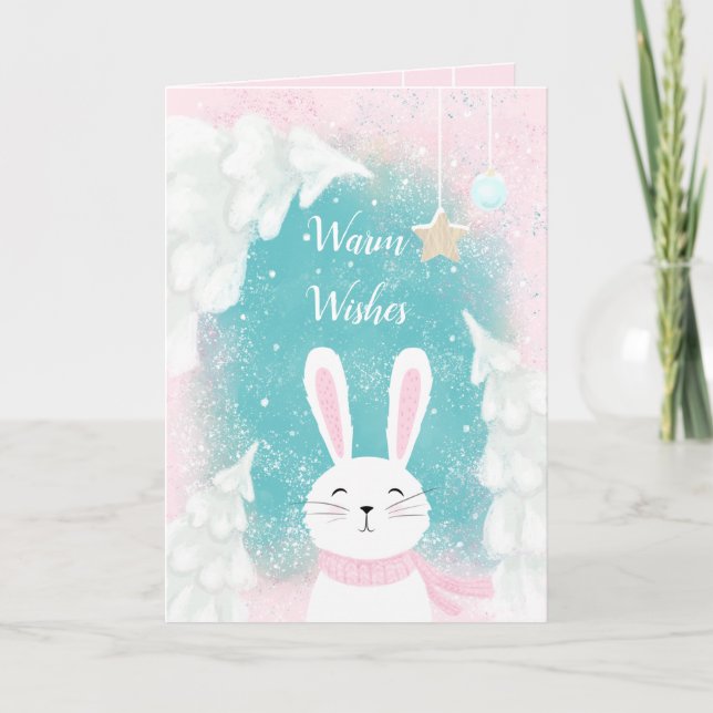 Weihnachten Niedlich Bunny Pink und Minze Weihnach (Vorderseite)