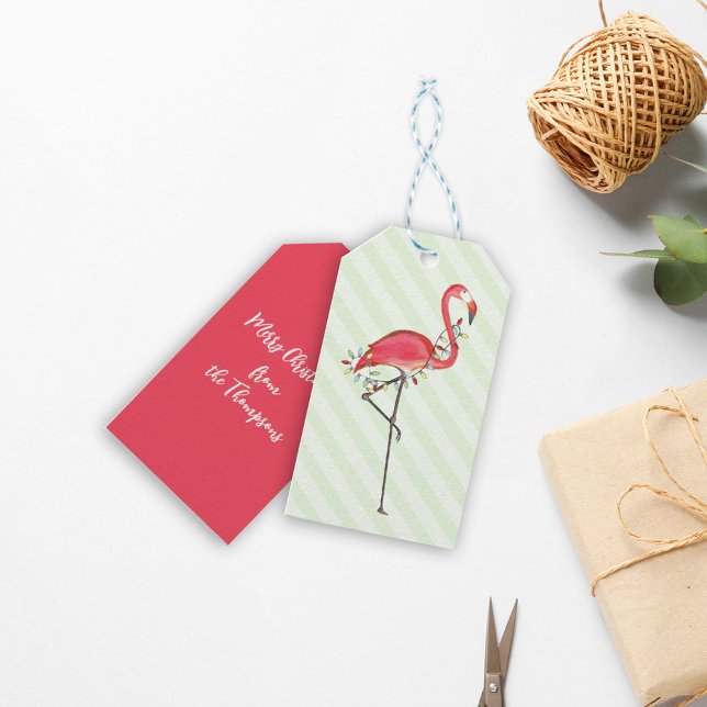 Weihnachten Niedlich Flamingo String Lights Geschenkanhänger (Von Creator hochgeladen)