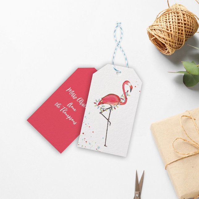 Weihnachten Niedlich Flamingo String Lights Geschenkanhänger (Von Creator hochgeladen)