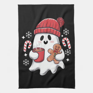 Weihnachten Niedlich Ghost Icaffee Retro Xmas Kaff Geschirrtuch