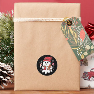 Weihnachten Niedlich Ghost Icaffee Retro Xmas Kaff Runder Aufkleber