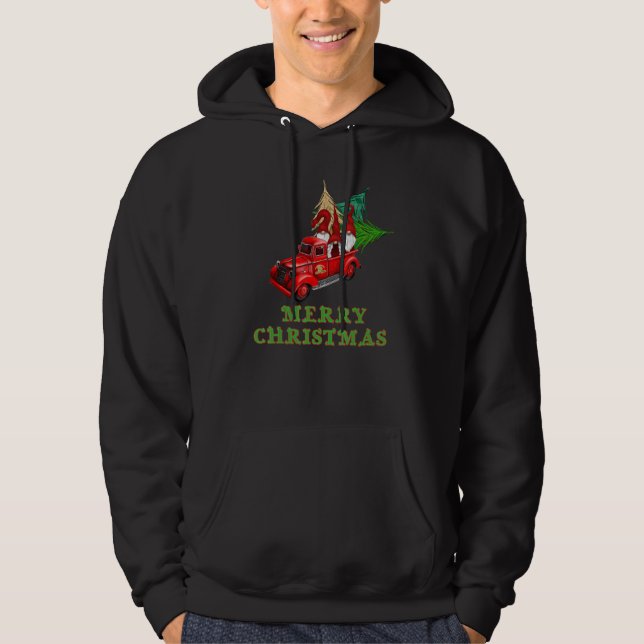 Weihnachten Niedlich Gnome Vintag Roter Lieferwage Hoodie (Vorderseite)