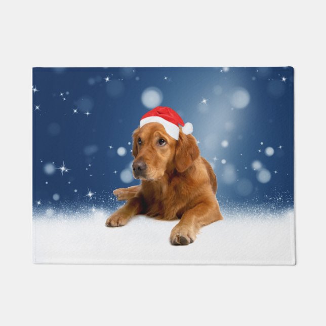 Weihnachten Niedlich Golden Retriever Hund Weihnac Fußmatte (Vorderseite)