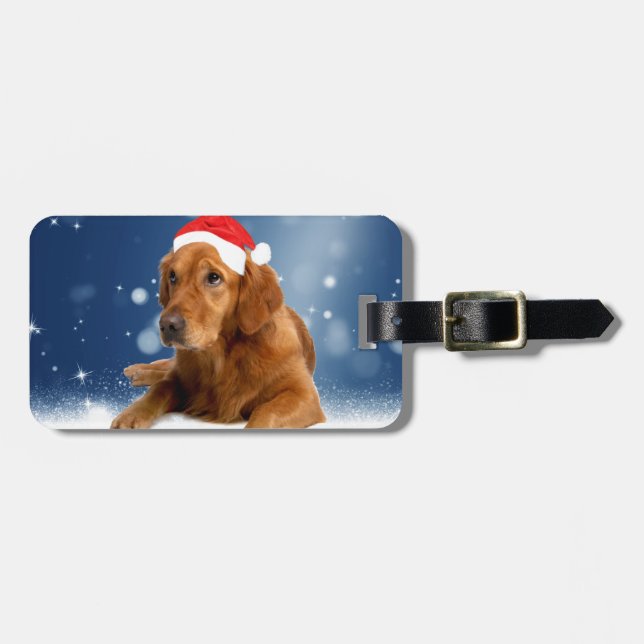 Weihnachten Niedlich Golden Retriever Hund Weihnac Gepäckanhänger (Vorderseite horizontal)