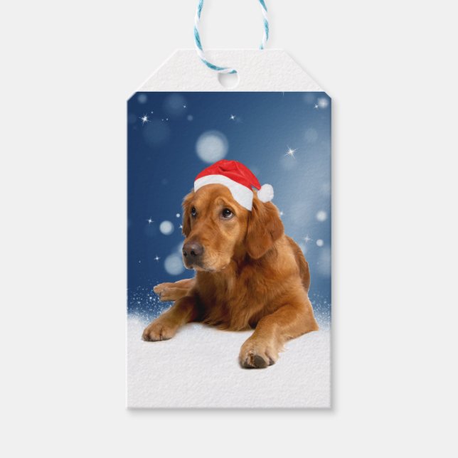 Weihnachten Niedlich Golden Retriever Hund Weihnac Geschenkanhänger (Vorderseite)
