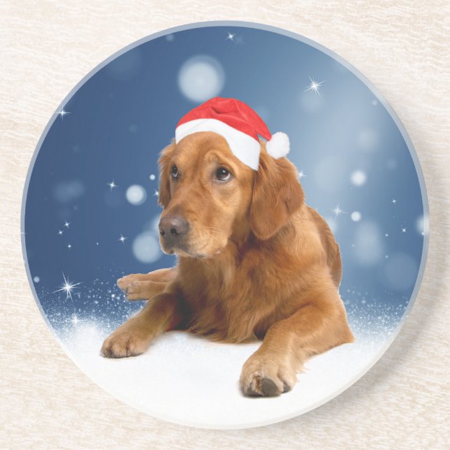 Weihnachten Niedlich Golden Retriever Hund Weihnac Getränkeuntersetzer (Vorne)