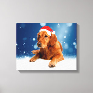 Weihnachten Niedlich Golden Retriever Hund Weihnac Leinwanddruck