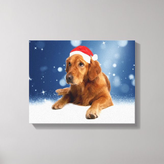 Weihnachten Niedlich Golden Retriever Hund Weihnac Leinwanddruck (Vorderseite)