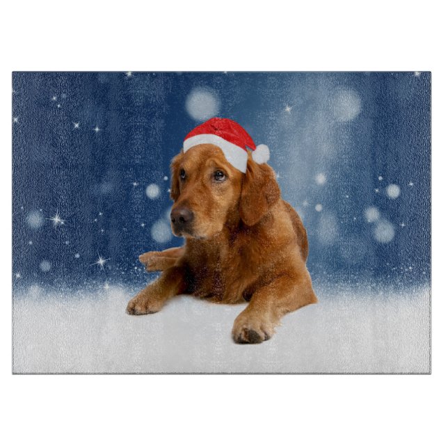Weihnachten Niedlich Golden Retriever Hund Weihnac Schneidebrett (Vorderseite)