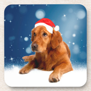 Weihnachten Niedlich Golden Retriever Hund Weihnac Untersetzer