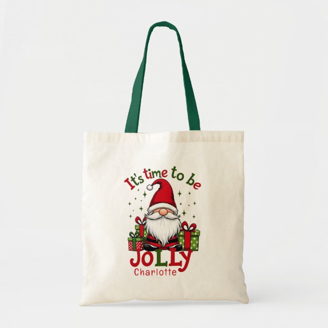 Weihnachten Niedlich Jolly Santa Personalisiert Na Tragetasche (Vorne)