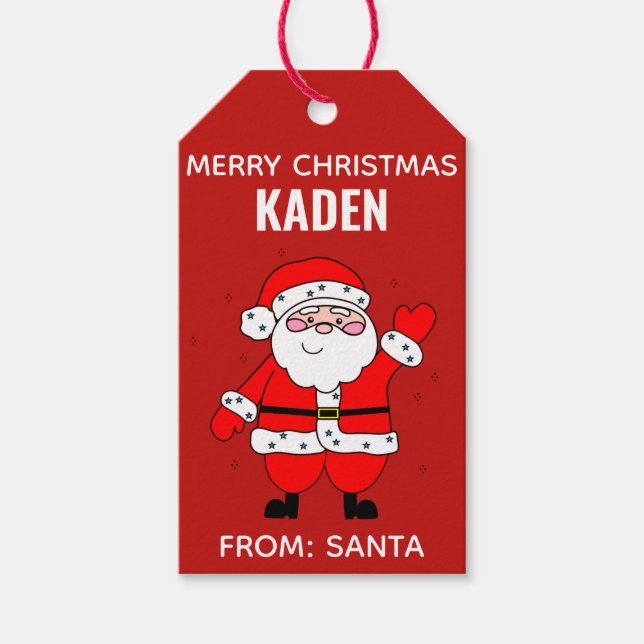 Weihnachten Niedlich Kids Cartoon Santa Red Geschenkanhänger (Vorderseite)