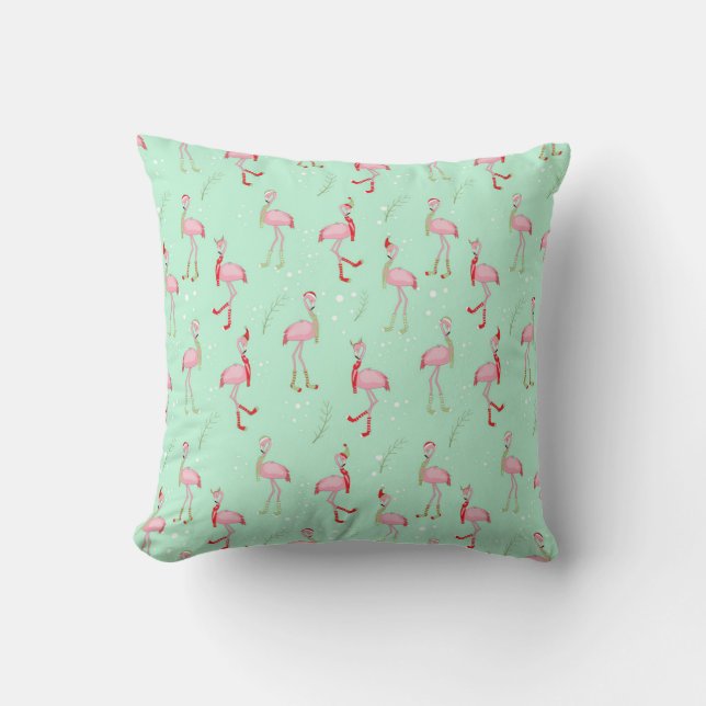 Weihnachten Niedlich Pink Flamingo Muster Kissen (Vorderseite)
