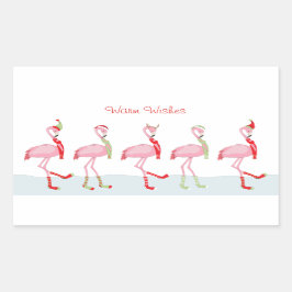 Weihnachten Niedlich Pink Flamingo Rechteckiger Aufkleber