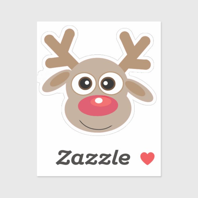 Weihnachten Niedlich Reindeer Cartoon Roter Skript Aufkleber (Blatt)