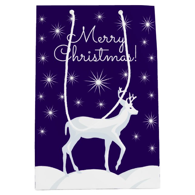 Weihnachten Niedlich Reindeer Snow Night Star Sky Mittlere Geschenktüte (Vorderseite)