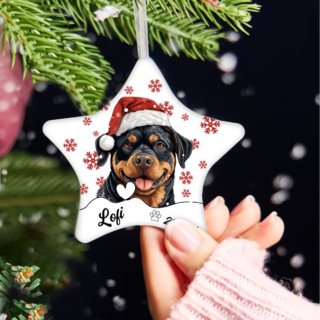Weihnachten Niedlich Rottweiler Hund Personalisier Keramik Ornament (Von Creator hochgeladen)