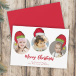 Weihnachten Niedlich Santa Elf Funny Whimsical 3 F<br><div class="desc">Jolly Santa Claus und whimsical und niedlich Jolly Elf aus dem Nordpol. Dieses Whimsical und Fun Multi Foto Weihnachtskartentablett hat ein 3 Foto Layout. Mit diesem lustigen und niedlichen Design mit niedlichen Hüten ist es einfach, Fotos zu diesem Layout hinzuzufügen. Wünschen Sie und Ihren ein frohes Weihnachtsfest mit dieser skurrilen...</div>