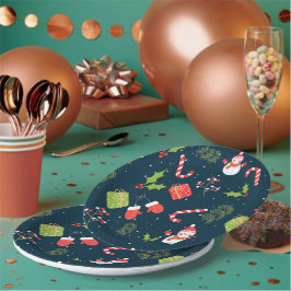 Weihnachten Niedlich Snowman Holiday Pattern Pappteller