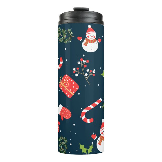Weihnachten Niedlich Snowman Holiday Pattern Thermosbecher (Vorderseite)