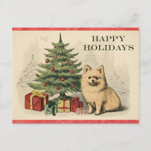 Weihnachten Niedlich Vintage Hund Baum Frohe Feier Postkarte
