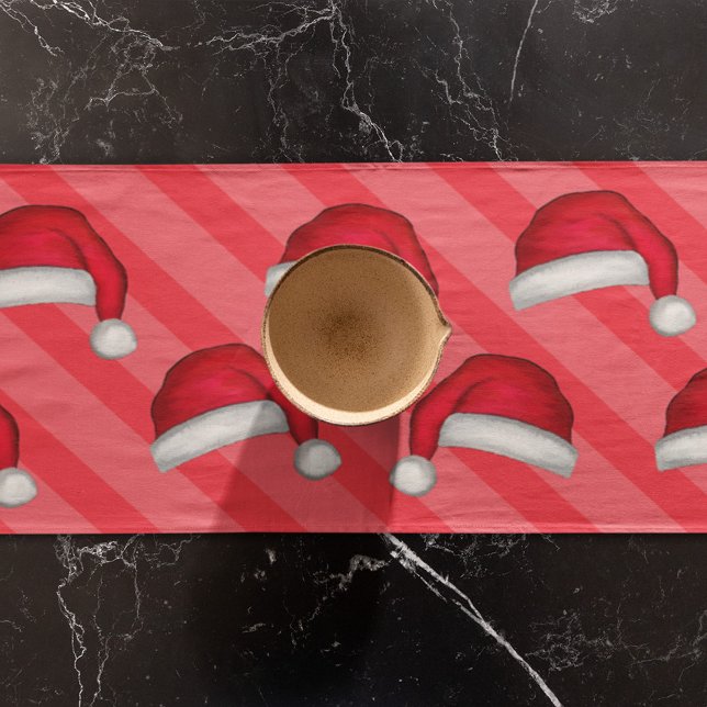 Weihnachten Niedlich Whimsical Weihnachtsmann Hat  Kurzer Tischläufer (Santa Hat Christmas Holiday Table Runner)