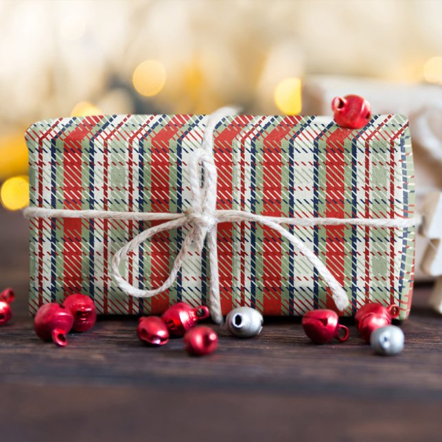 Weihnachten Niedlich Winter Rot Grün Kariertes Mus Seidenpapier (Classic holiday red and green plaid tissue paper.)