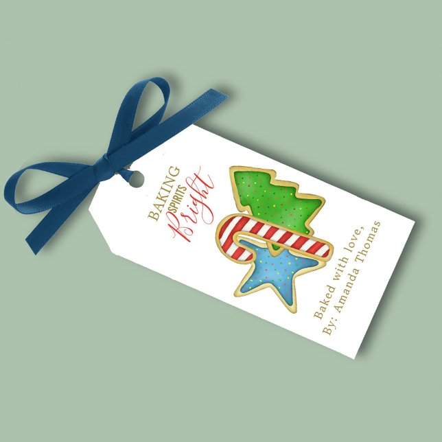 Weihnachten Niedliche Backbrille Glanz Fun Cookies Geschenkanhänger (Christmas cute whimsical cookies colorful holiday gift tag. )