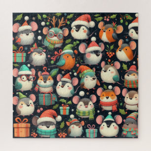 Weihnachten Niedliche bunte Mäuse, Geschenke und R Puzzle