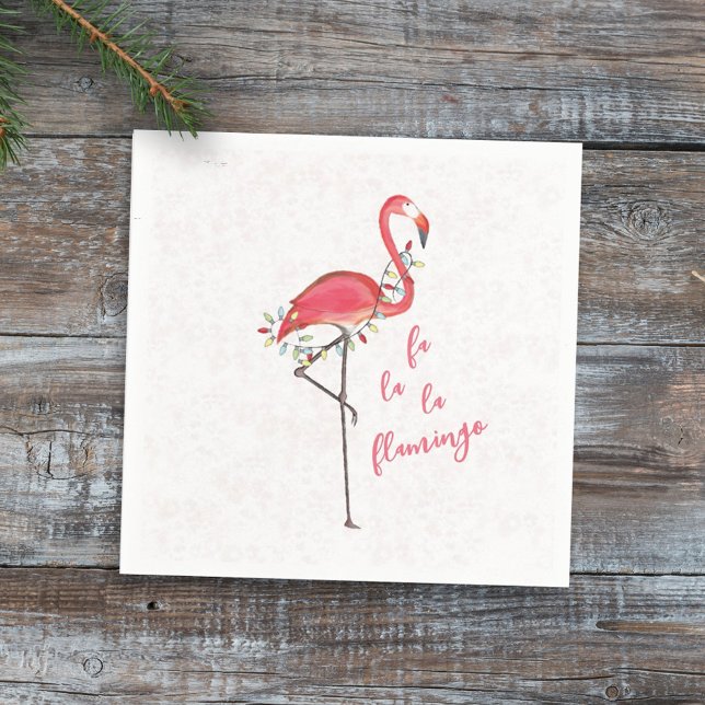 Weihnachten Niedliche Flamingo String Lights Serviette (Cute Christmas Merry and Bright pink flamingo holiday lights.)