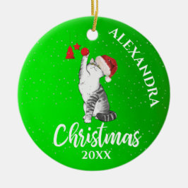 Weihnachten Niedliche Katze Weihnachtsmannmütze Gr Keramik Ornament