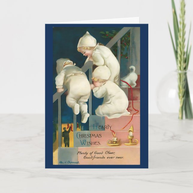 Weihnachten Niedliche Kinder der 40er Jahre Karte (Vorderseite)