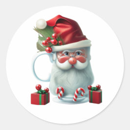Weihnachten, Niedliche Tasse Runder Aufkleber