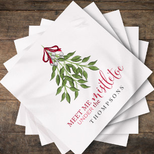 Weihnachten Niedliche Wasserfarbengrün Mistletoe Serviette