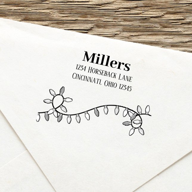 Weihnachten Niedliche Whimsiday String Lights Permastempel (Cute simple whimsical self inking stamp return address. )