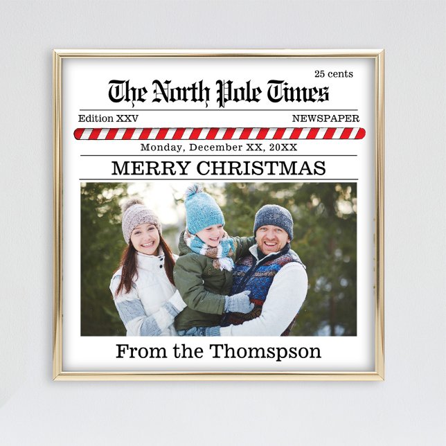 Weihnachten Niedliche Zeitung Drucktypografie Fotodruck (Cute simple whimsical newspaper print typography design.)