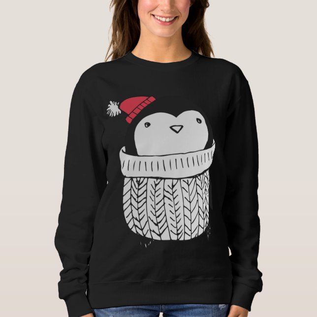 Weihnachten Niedlicher Baby Pinguin in Turtleneck  Sweatshirt (Vorderseite)