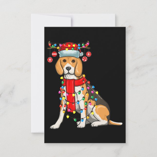 Weihnachten Niedlicher Beagle Hund Weihnachtslicht RSVP Karte (Vorderseite)