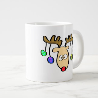 Weihnachten Niedlicher Cartoon Red Nose Reindeer Jumbo-Tasse