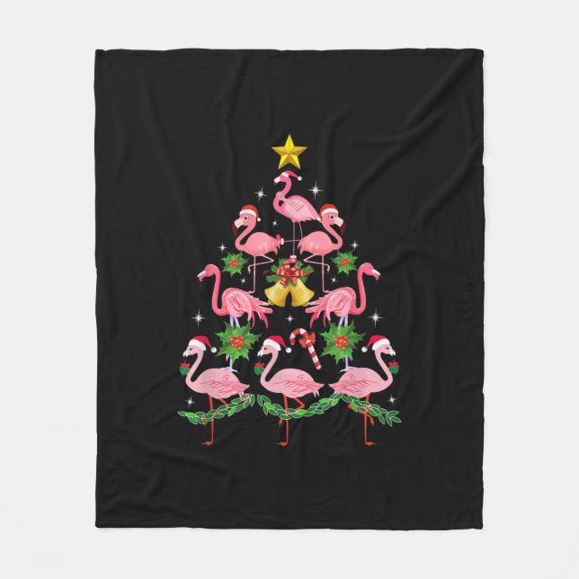 Weihnachten - Niedlicher Flamingo Weihnachtsbaum Fleecedecke (Vorderseite)