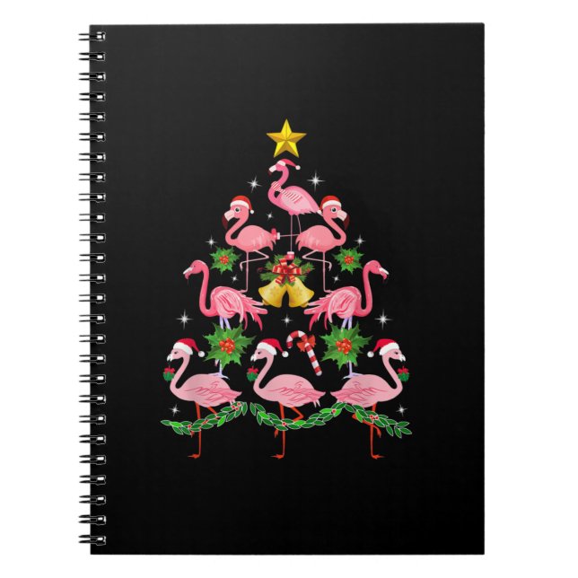 Weihnachten - Niedlicher Flamingo Weihnachtsbaum Notizblock (Vorderseite)