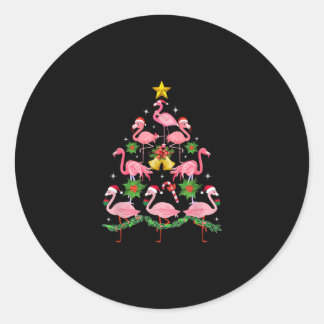 Weihnachten - Niedlicher Flamingo Weihnachtsbaum Runder Aufkleber