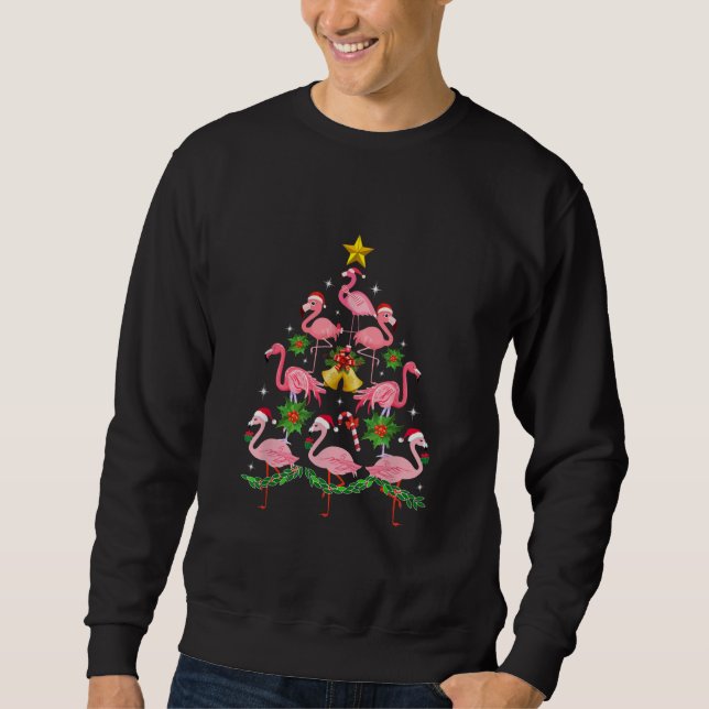 Weihnachten - Niedlicher Flamingo Weihnachtsbaum Sweatshirt (Vorderseite)
