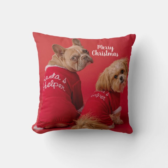 Weihnachten Niedlicher französischer Bulldog und S Kissen (Vorderseite)