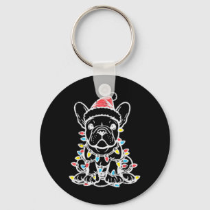 Weihnachten Niedlicher Hund Französischer Bulldog  Schlüsselanhänger