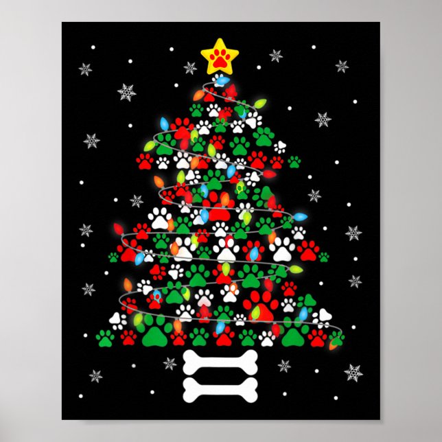 Weihnachten Niedlicher Hund Paws Weihnachten Baum  Poster (Vorne)
